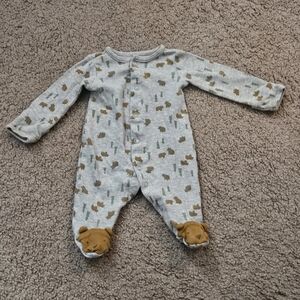 Carter's Gray Bear Pattern Footie Pajamas